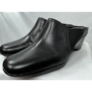 Anne Klein Black Iflex AK Herrald Mule Shoes Leather Upper AK Size 7.5 M